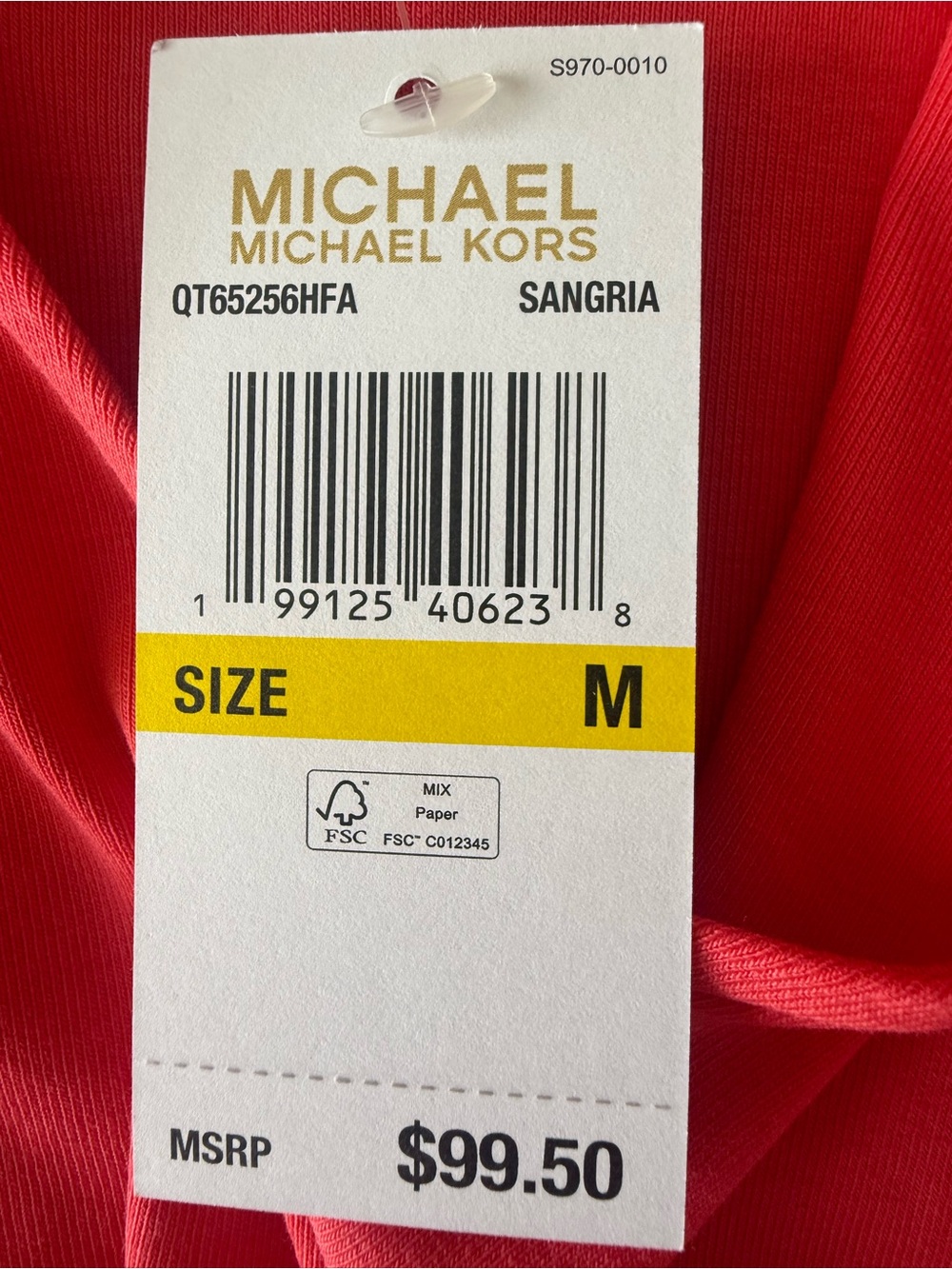 NWT Michael Kors, orange V-Neck Short Sleeve Top with Shoulder Tabs, size M - Picture 9 of 12